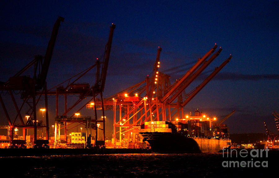 Working Harbor Cranes Photograph by Marie Jamieson