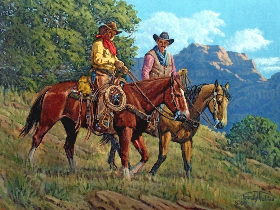 Horse Painting - Working Partners by Randy Follis