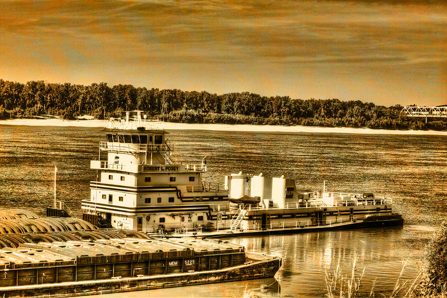 Working the River - Mississippi River Photograph by Barry Jones