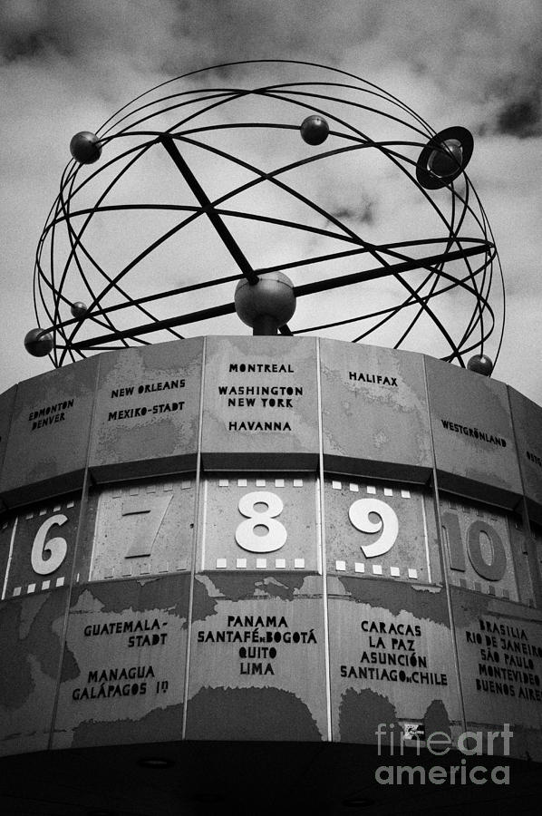Berlin Photograph - world clock Weltzeituhr at Alexanderplatz showing 8 New York Washington east Berlin Germany by Joe Fox