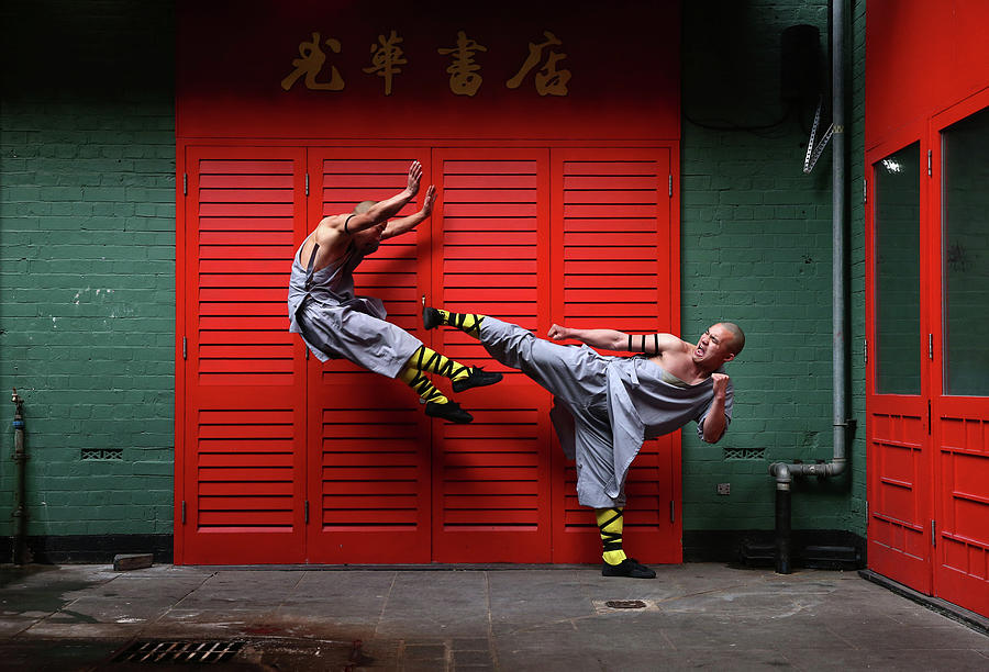 World Famous Shaolin Monks Come To Photograph by Carl Court