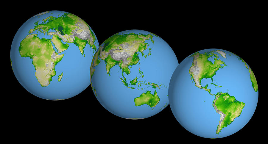 World Globes Photograph by Nasa Jpl
