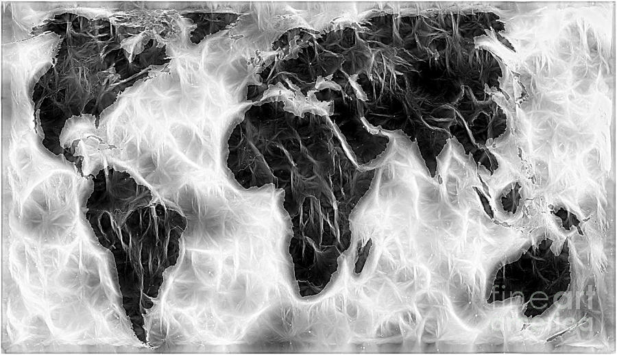 Black And White Digital Art - World Impressions - Cyclonic World by Kaye Menner