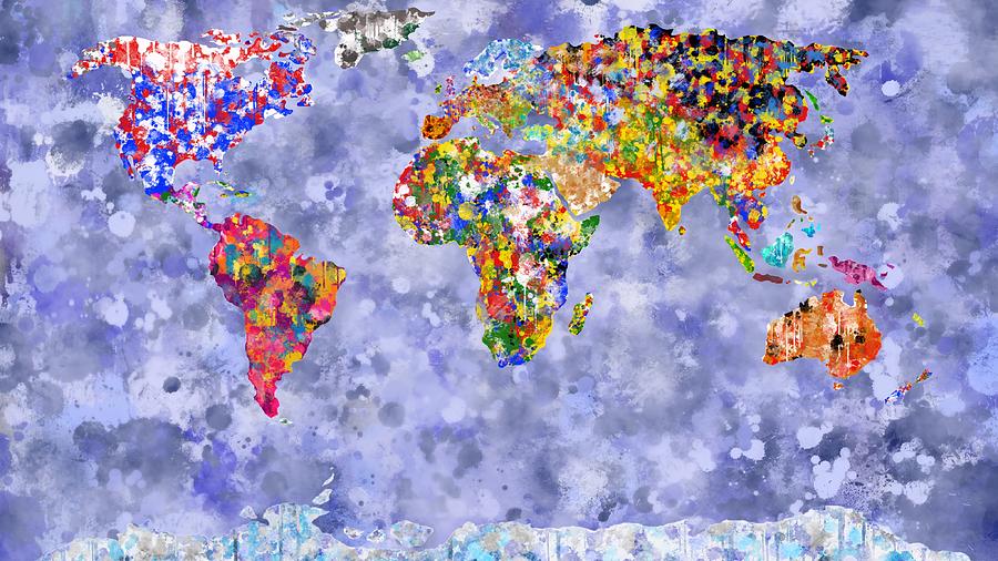 World in Colour on Hazy Blue Digital Art by Mark Taylor
