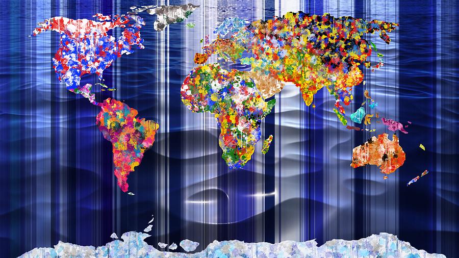 World in Colour on Vertical Waves Digital Art by Mark Taylor
