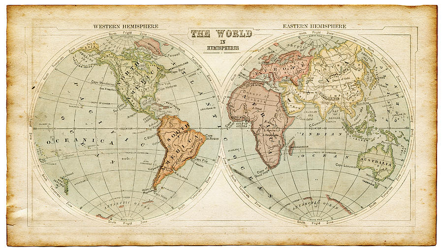 World In Hemispheres 1875 Photograph by Thepalmer