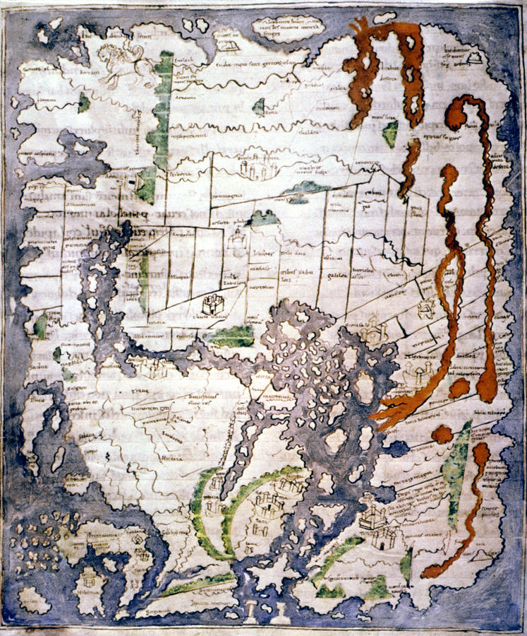 World Map, 11th Century Drawing by Granger