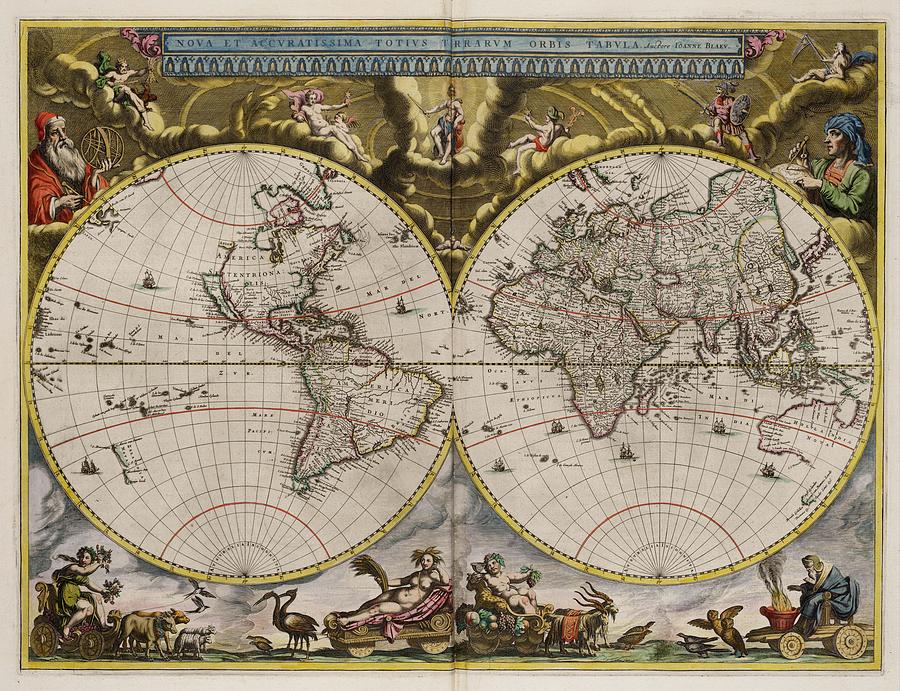 World Map 1664 AD Drawing by L Brown | Fine Art America