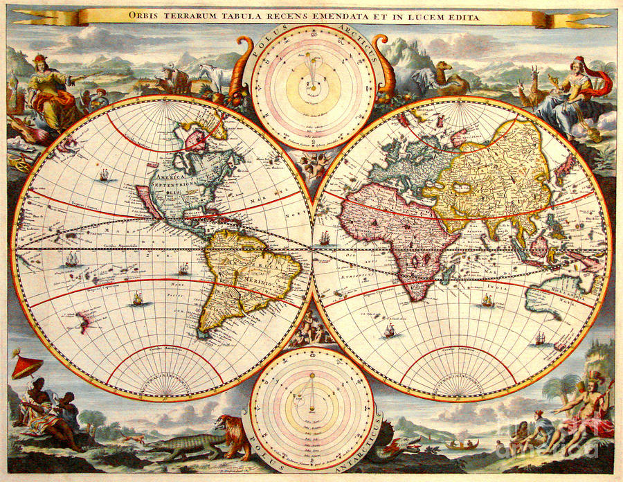 World Map 1680 Photograph by Padre Art