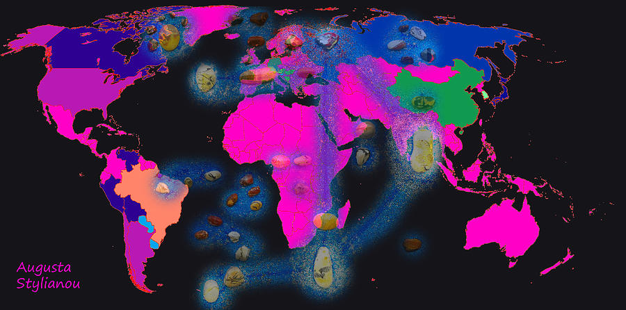 World Map and Libra Constellation Digital Art by Augusta Stylianou