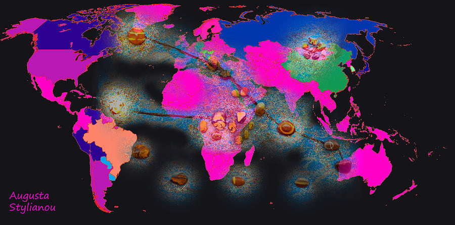 World Map and Taurus Constellation Digital Art by Augusta Stylianou