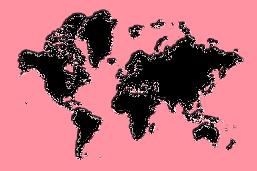 World Map Black and Pink Photograph by Andrew Fare