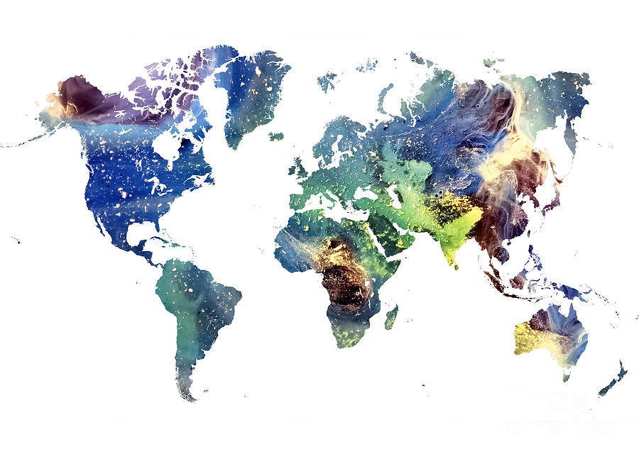 Map Of The World Painting - World Map cosmos by Justyna Jaszke JBJart Map Of The World Painting - World Map cosmos by Justyna Jaszke JBJart