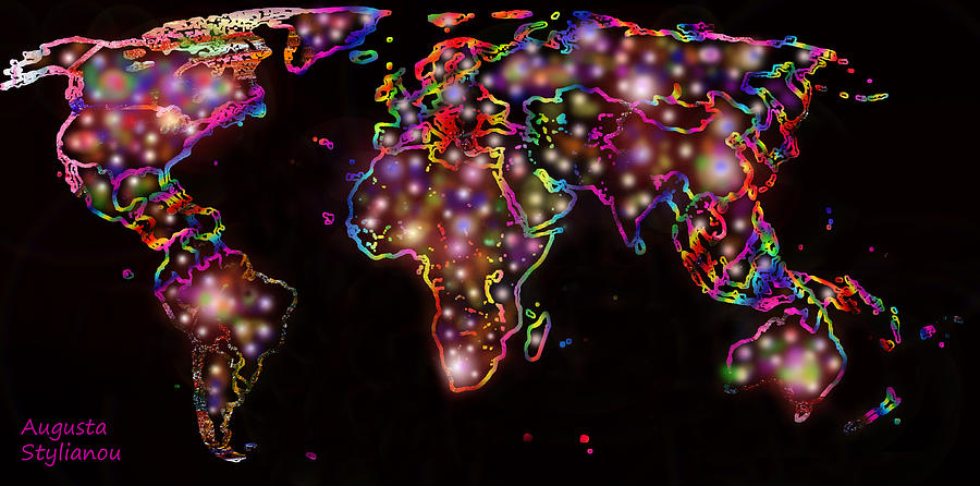 World Map in the Future Digital Art by Augusta Stylianou