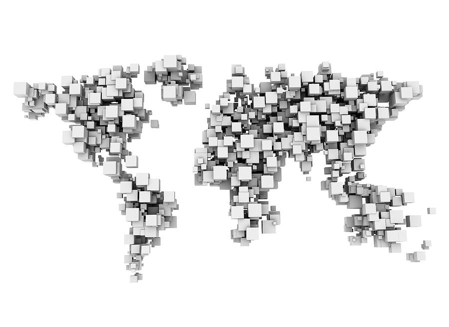 World Map Made From White Cubes Photograph by Jesper Klausen / Science Photo Library
