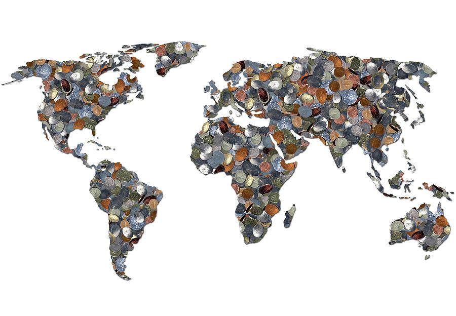 World Map Made Up Of Coins Photograph by Victor De Schwanberg