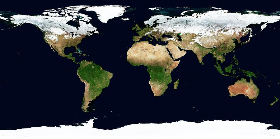World Map Photograph by Nasa Earth Observatory/science Photo Library