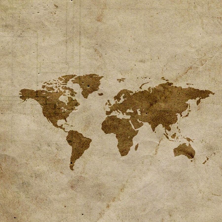 World Map On Papyrus Paper Photograph by Florene Welebny