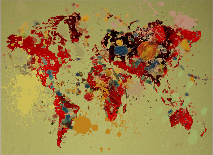 World Map Paint Slash 2 Digital Art by Brian Reaves