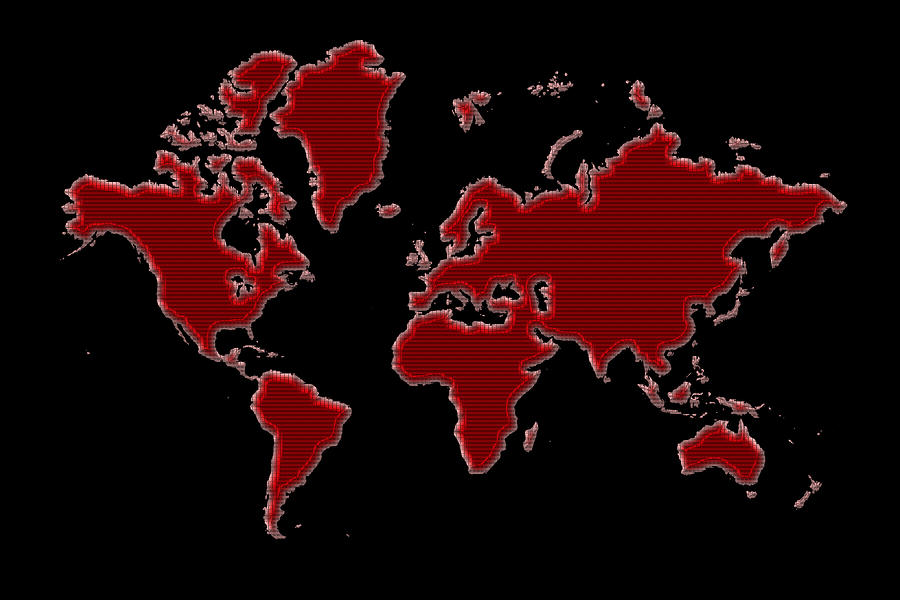World Map Red Grid Photograph by Andrew Fare