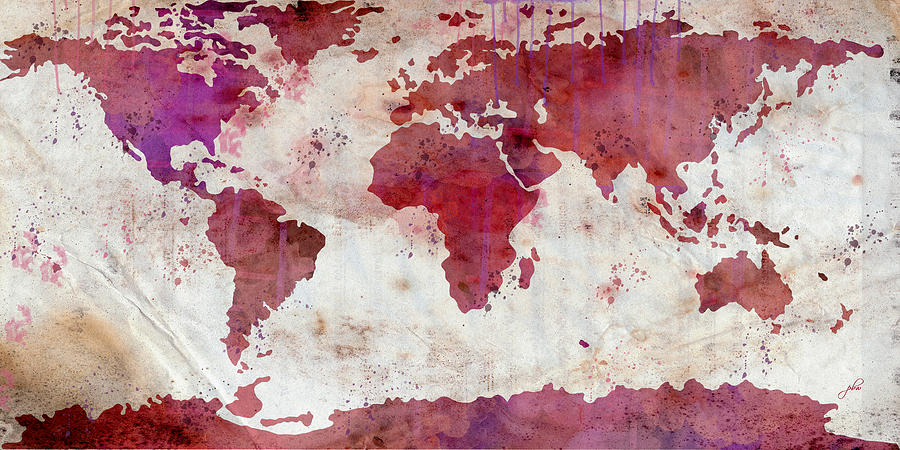 World Map Watercolor 5 Digital Art by Paulette B Wright