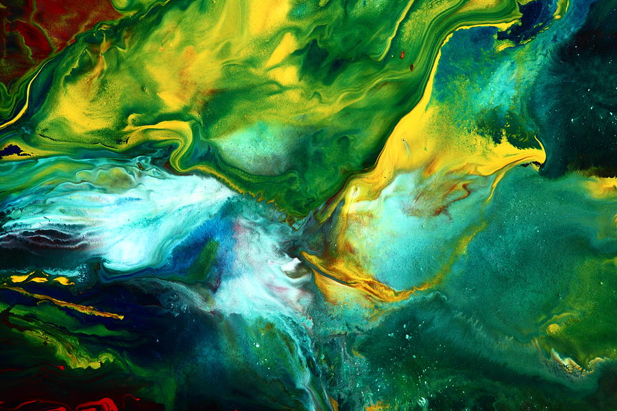 Green Abstract Painting - World of Chaos Translucent Abstract by Serg Wiaderny