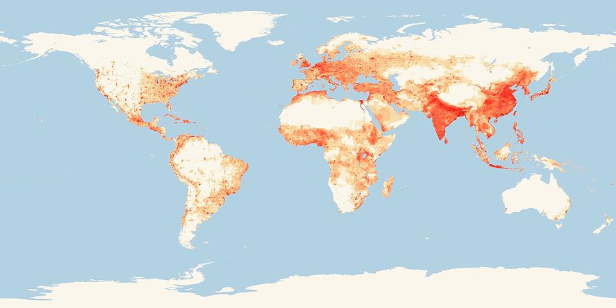 World Population Density In 2000 Photograph by Nasa/robert Simmon, Earth Observatory/sedac, Columbia University/science Photo Library