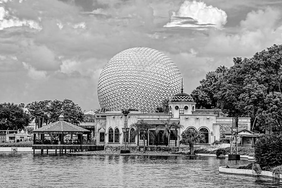World Showcase Lagoon in Black and White Photograph by Jenny Hudson