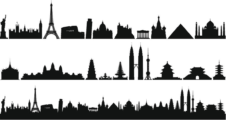 World Skyline (Buildings Are Detailed, Moveable and Complete) Drawing by Leontura