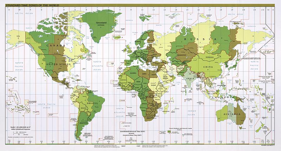 World Time Zones Photograph by Library Of Congress, Geography And Map Division