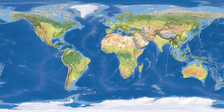 world Topographic Map,National Border Photograph by Xingmin07