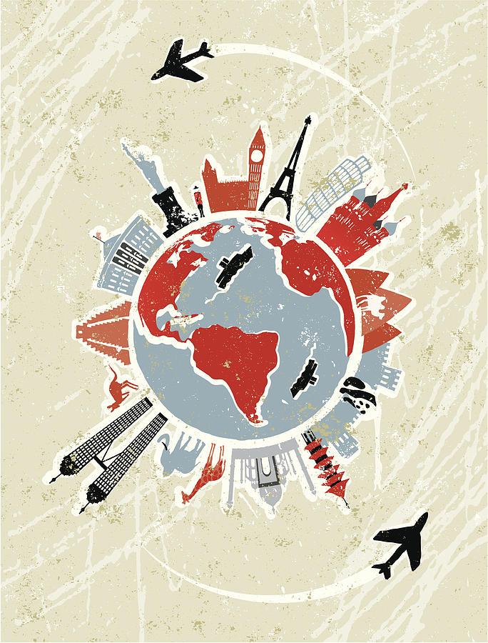 World Travel Drawing by Mhj
