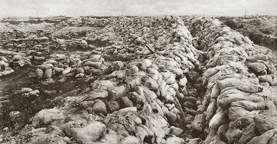 1914 Photograph - World War I Sand Bags by Granger