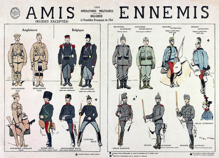 World War I Uniforms Drawing by Granger