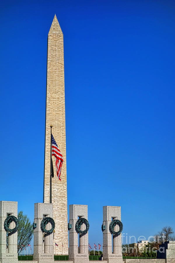 World War II Memorial and Washington Monument Photograph by Olivier Le Queinec