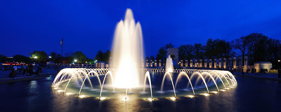 World War II memorial fountain panorama in Washington DC Photograph by Songquan Deng