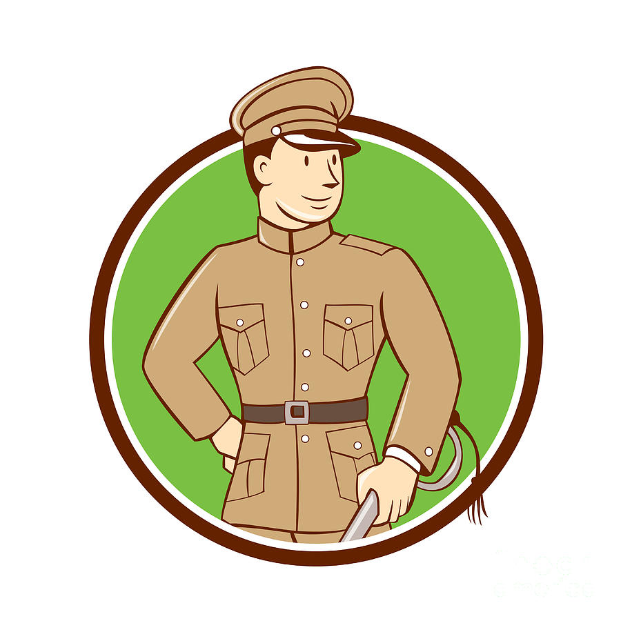 World War One British Officer Circle Cartoon Digital Art by Aloysius  Patrimonio - Pixels Merch