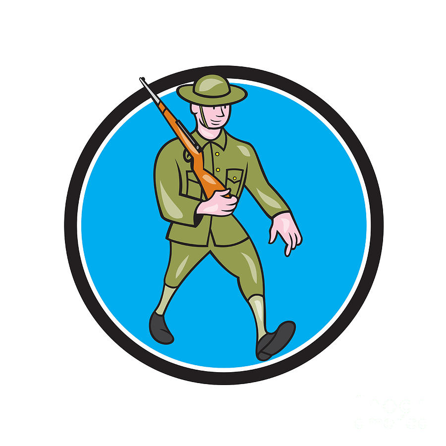 World War One Soldier British Marching Circle Cartoon Digital Art by  Aloysius Patrimonio - Pixels Merch