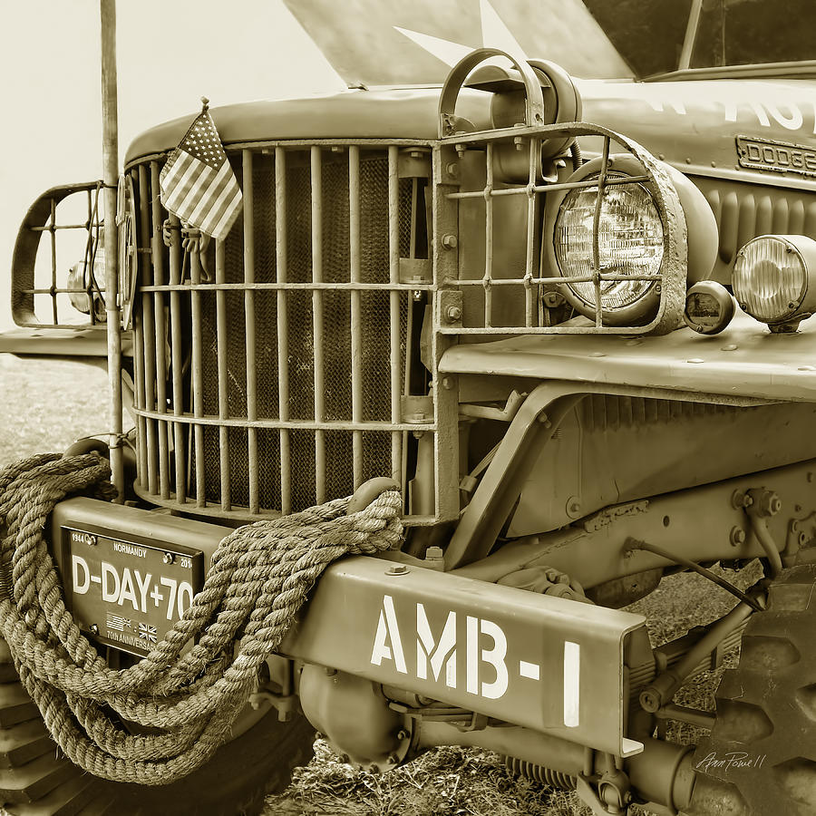 World War Two Army Ambulance in Sepia Photograph by Ann Powell