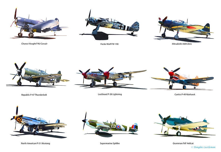 World War Two Fighters  Digital Art by Douglas Castleman