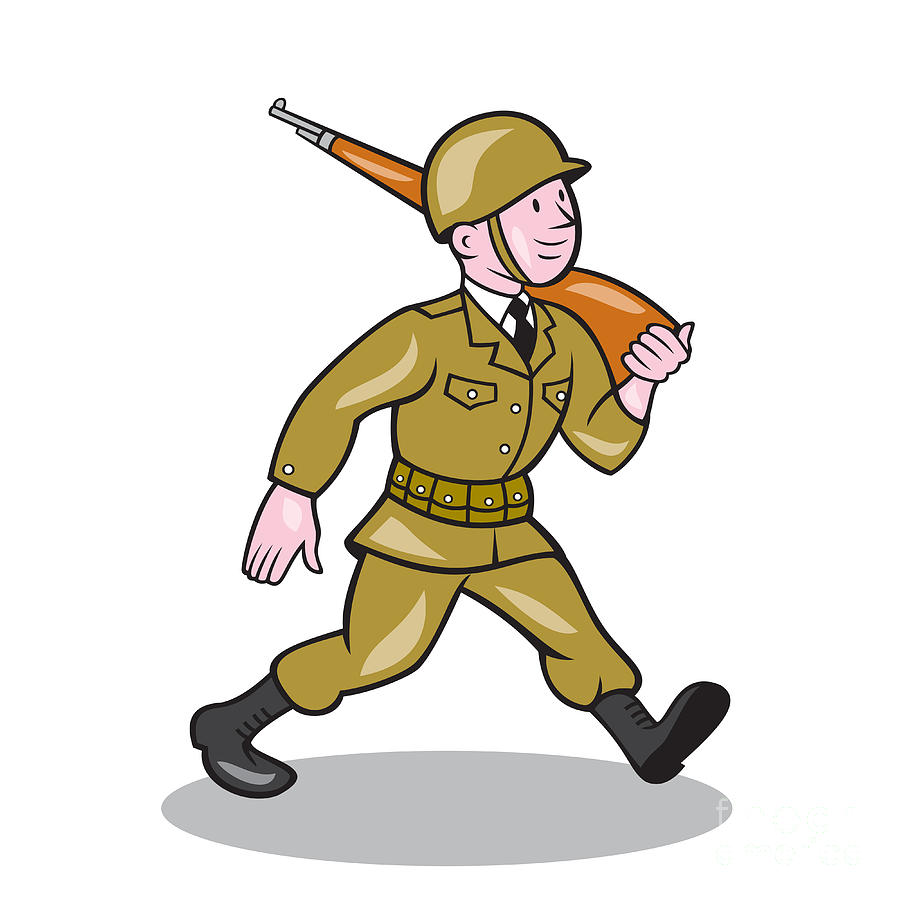 World War Two Soldier American Cartoon Isolated Digital Art by Aloysius  Patrimonio - Fine Art America