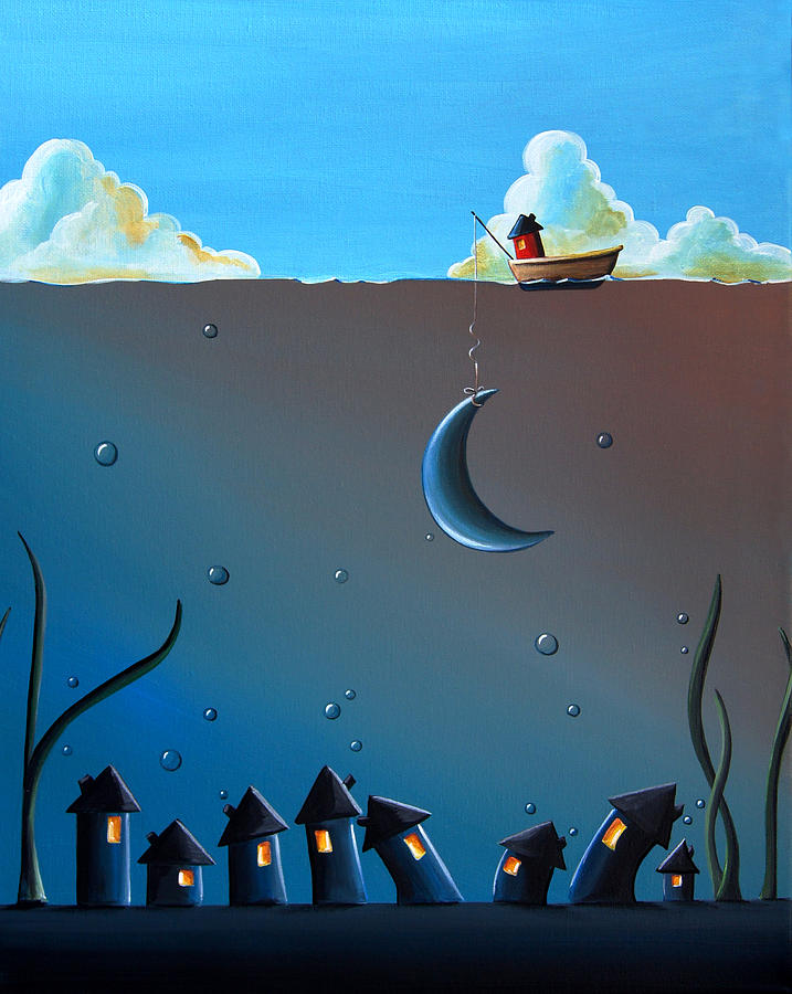 Fish Painting - Worlds Apart by Cindy Thornton