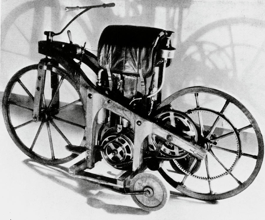 Transportation Photograph - Worlds First Motorcycle Built By Daimler &maybach by Science Photo Library