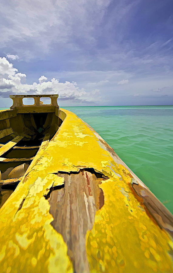 Worn Yellow Fishing Boat of Aruba Photograph by David Letts
