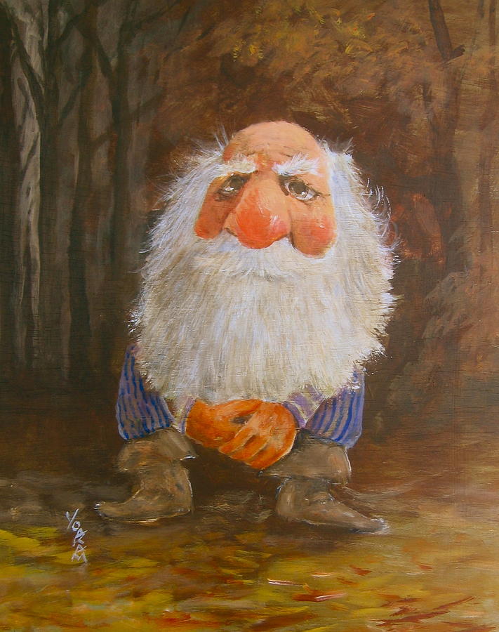 Worried Gnome Painting by Richard Yoakam