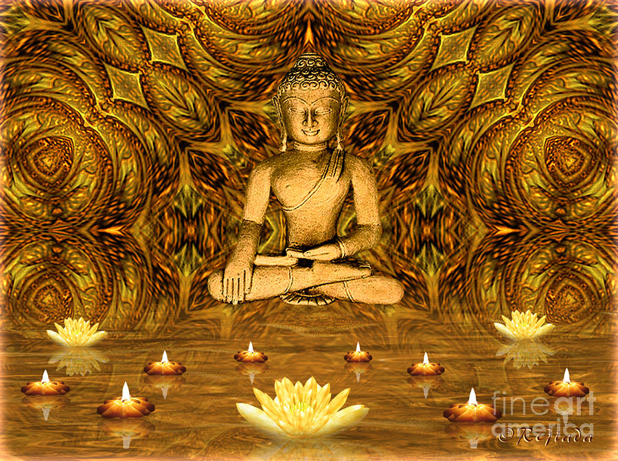 Worshipping The Buddha - spiritual art by Giada Rossi Digital Art by Giada Rossi