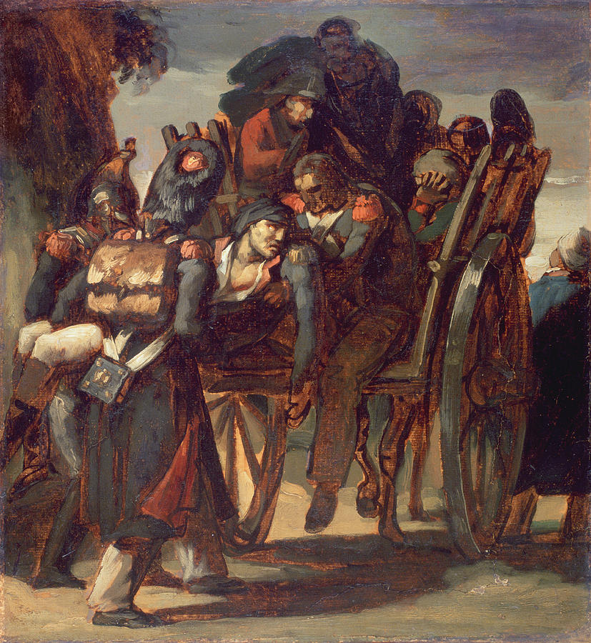 Napoleonic Drawing - Wounded Soldiers In A Cart, 1814-17 by Theodore Gericault