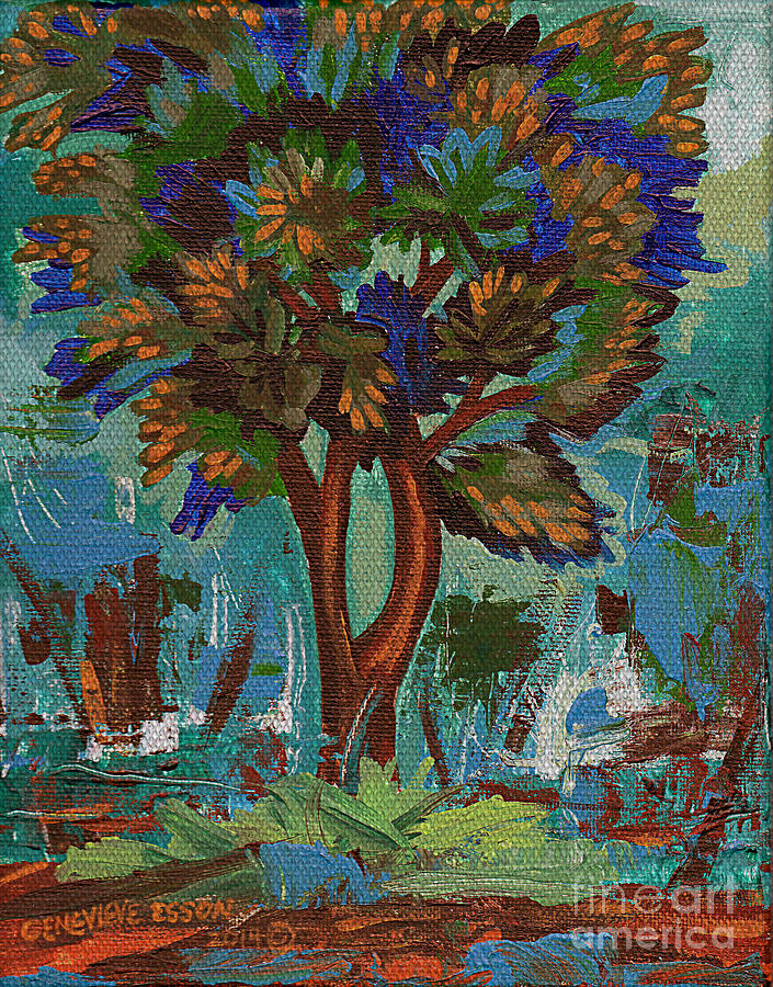 Woven Classic Tree Painting by Genevieve Esson