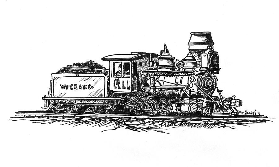 Train Drawing - W.P.C..R. Loco by Sam Sidders