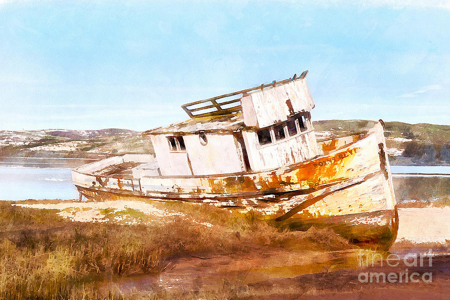 Wreck of The Point Reyes Boat In Inverness Point Reyes California DSC2069wc Photograph by Wingsdomain Art and Photography